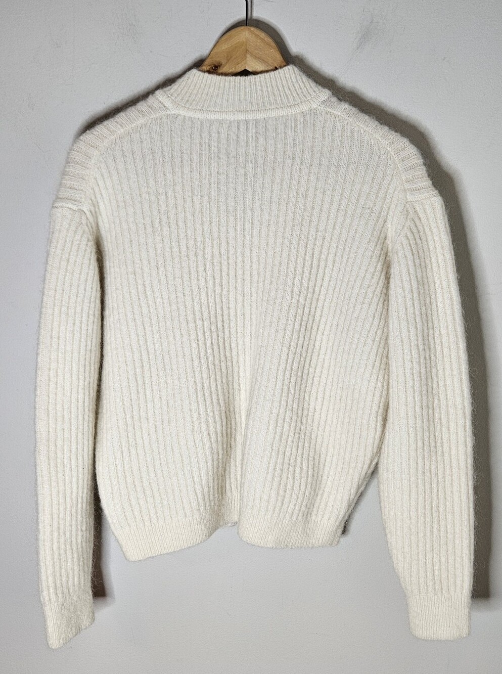 & Other Stories Wool Mohair Knit Bomber Sweater Zip Front Women's S Small Cream - Picture 4 of 8